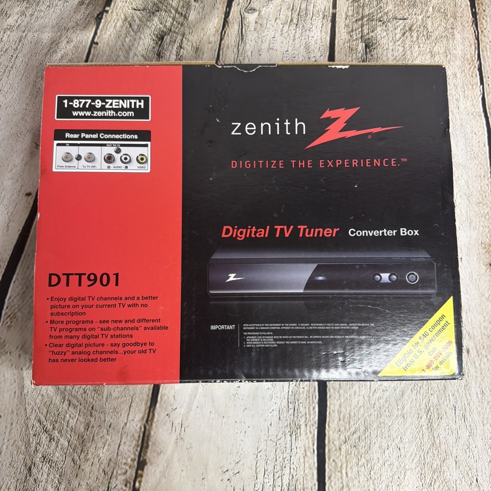 Zenith DTT901 Digital TV Tuner Converter Box NOS Brand New Open Box Sealed Items